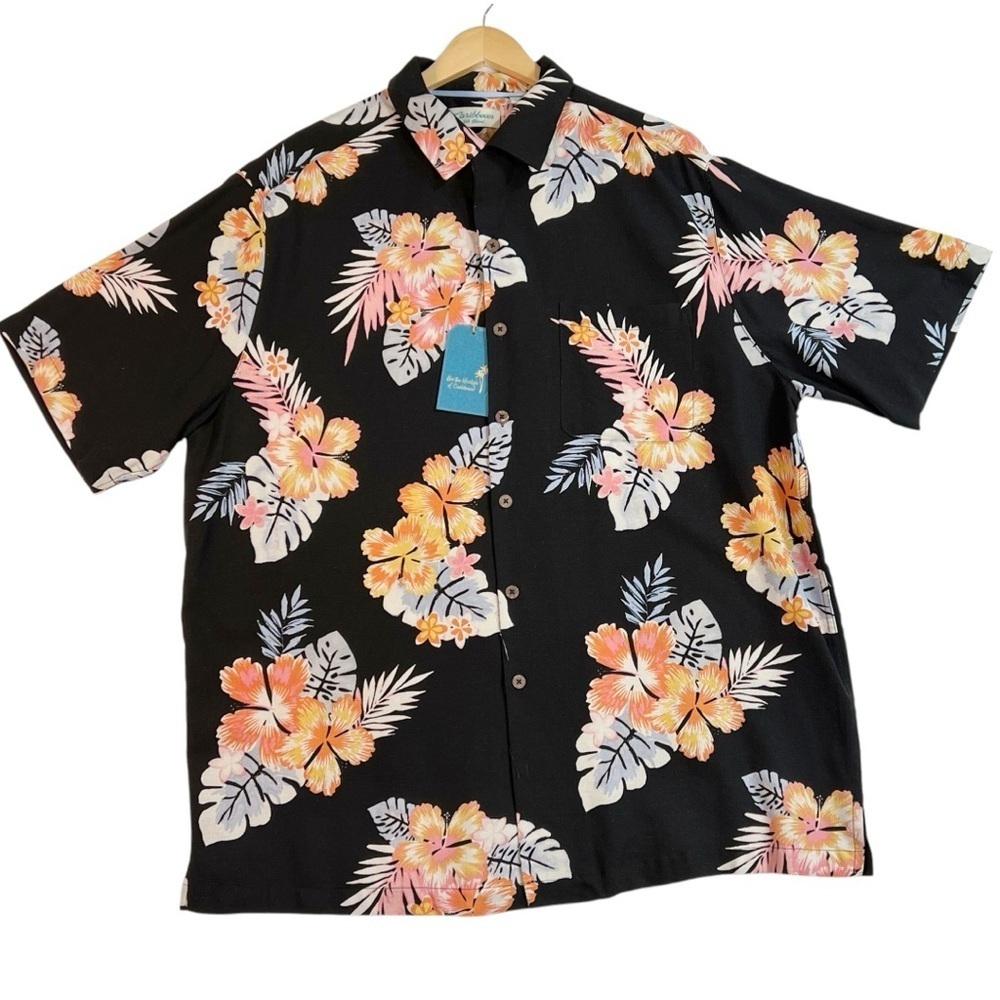 Caribbean Silk blend shirt, casual button-down shirt for men. NWT